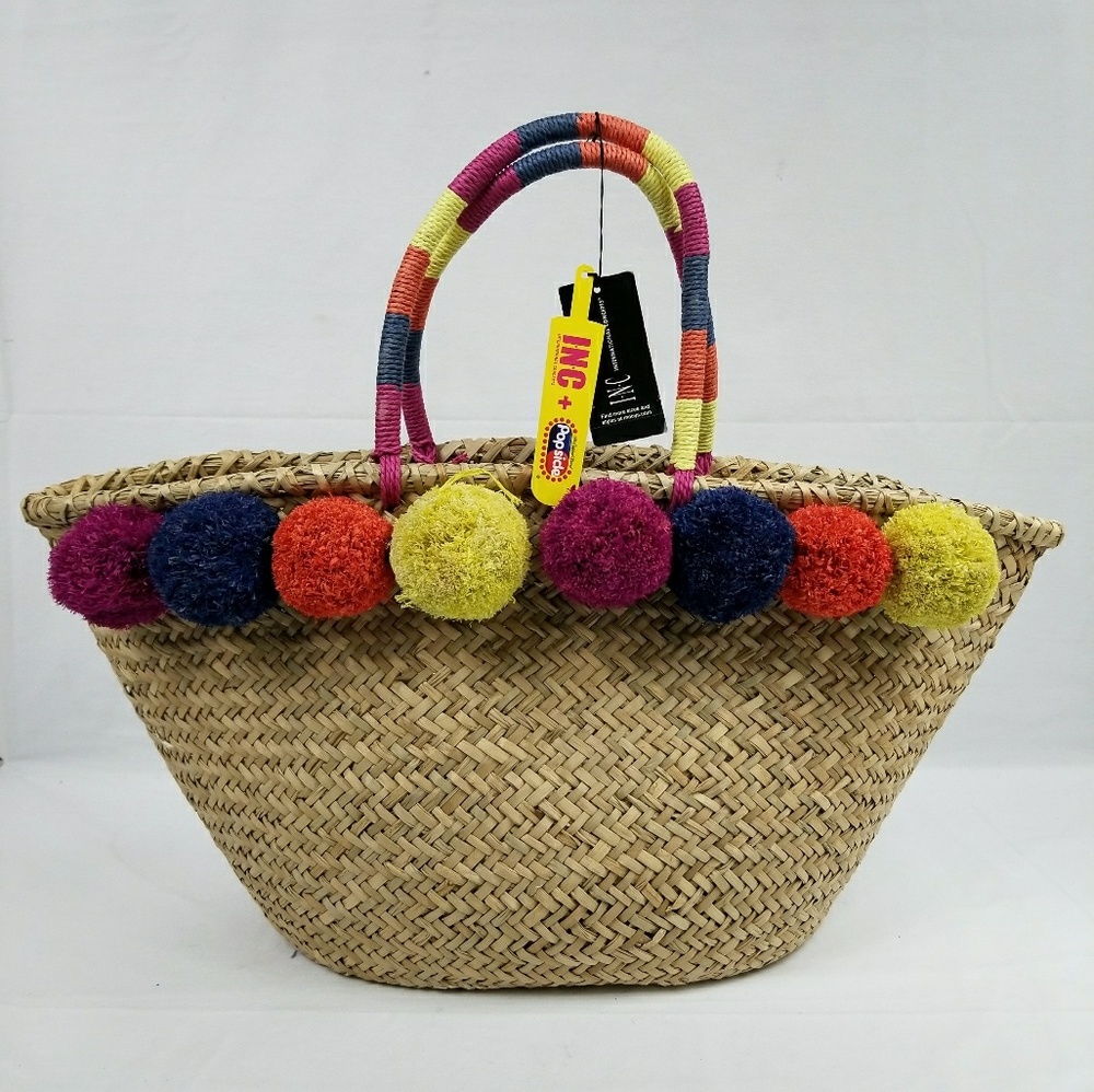 INC International Concepts Pom Pom Wicker Tote